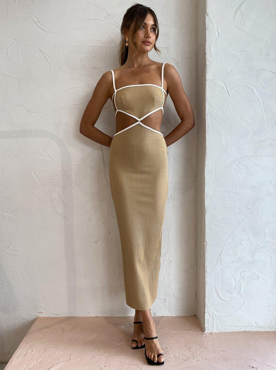 Bec & Bridge Coyote Midi Dress Brown Size 8 - Image 2