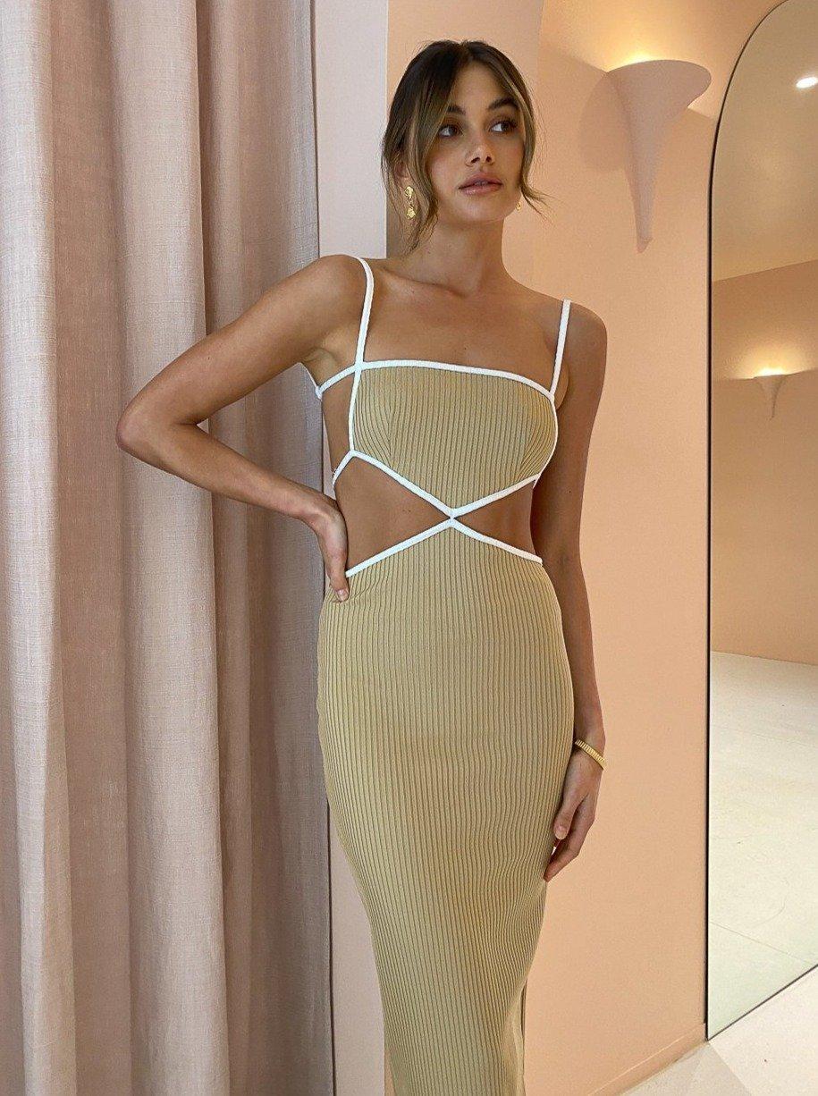 Bec and Bridge Coyote Midi Dress Camel Size 6 - Image 2