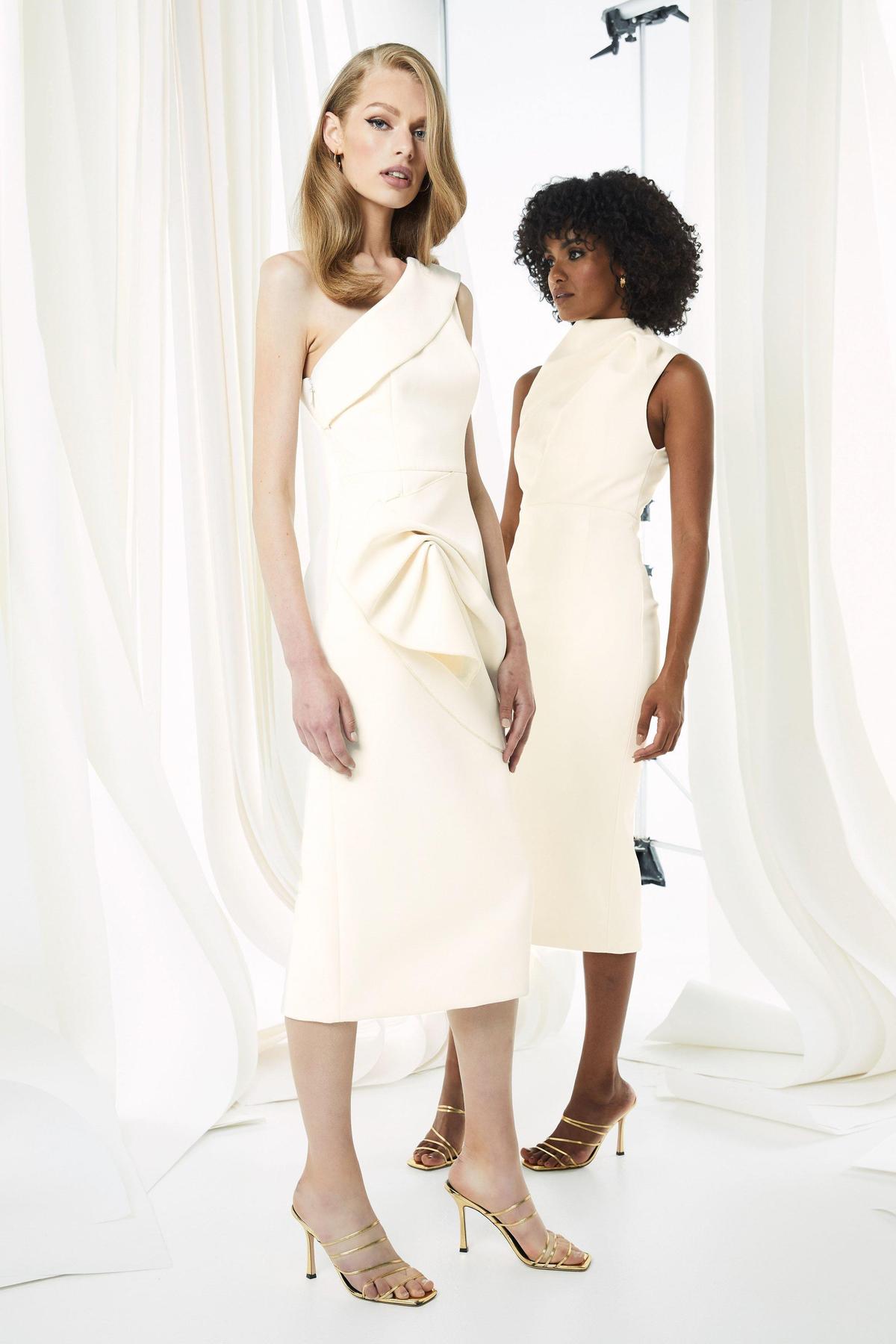 Mossman The Edge of Glory Midi Dress Ivory White Size 8 - Image 7