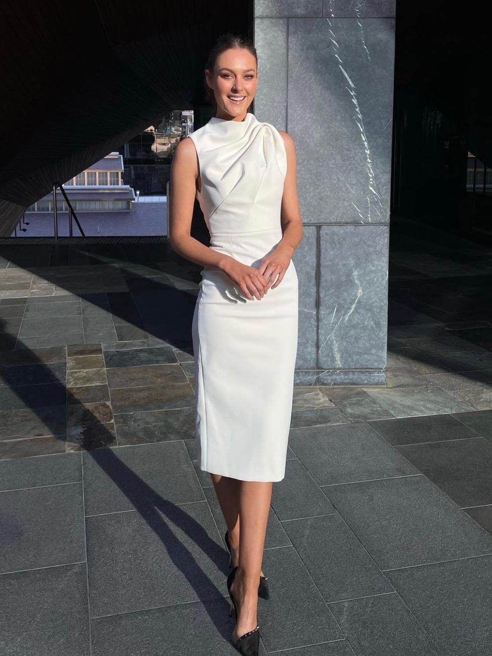 Mossman The Edge of Glory Midi Dress Ivory White Size 8 - Image 8