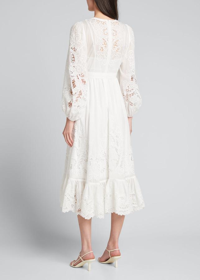 Zimmermann Lulu Scallop Midi Dress Ivory Size 8 - Image 2