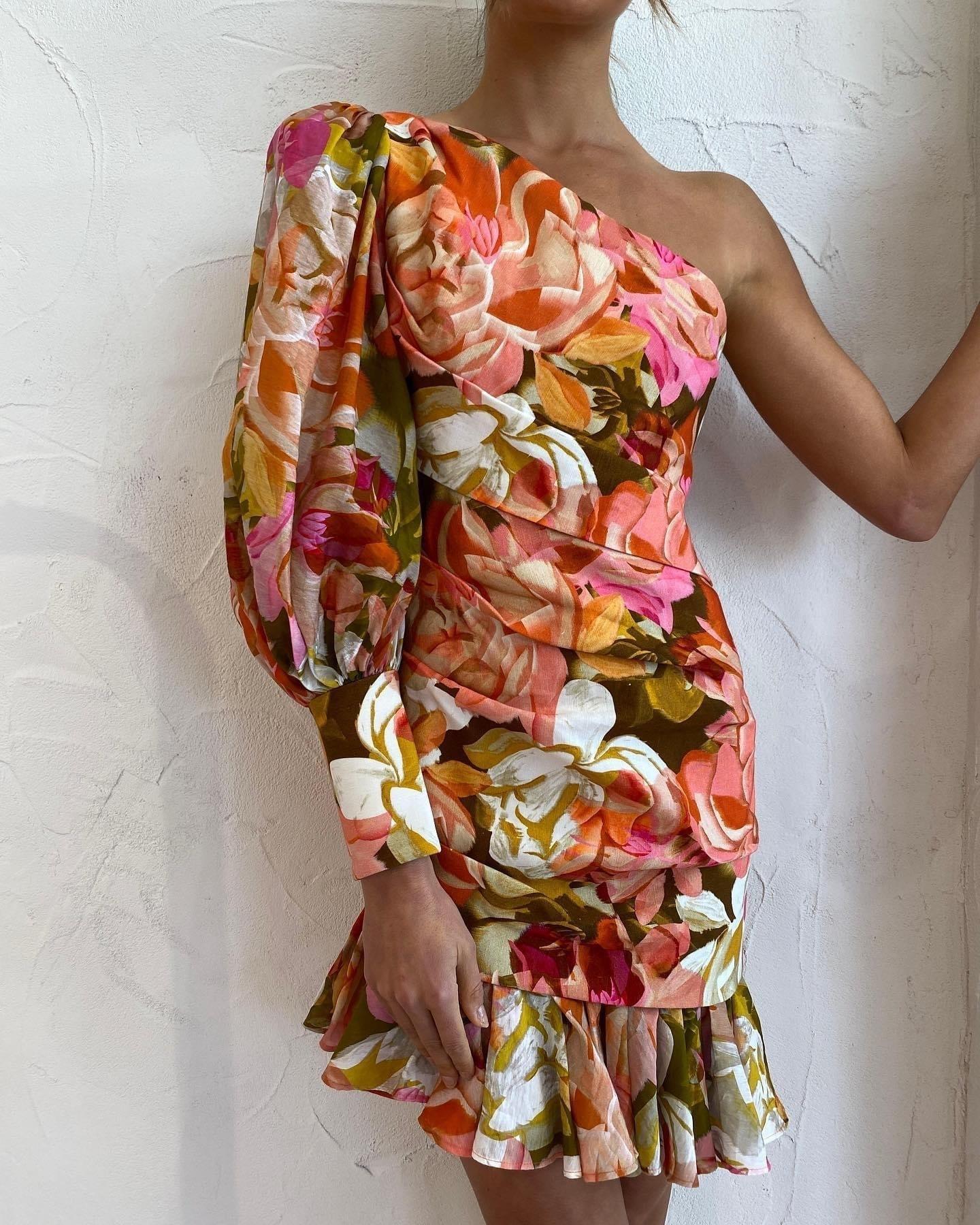 Acler Lawson Mini Dress in Pink Bouquet Size 10 - Image 4