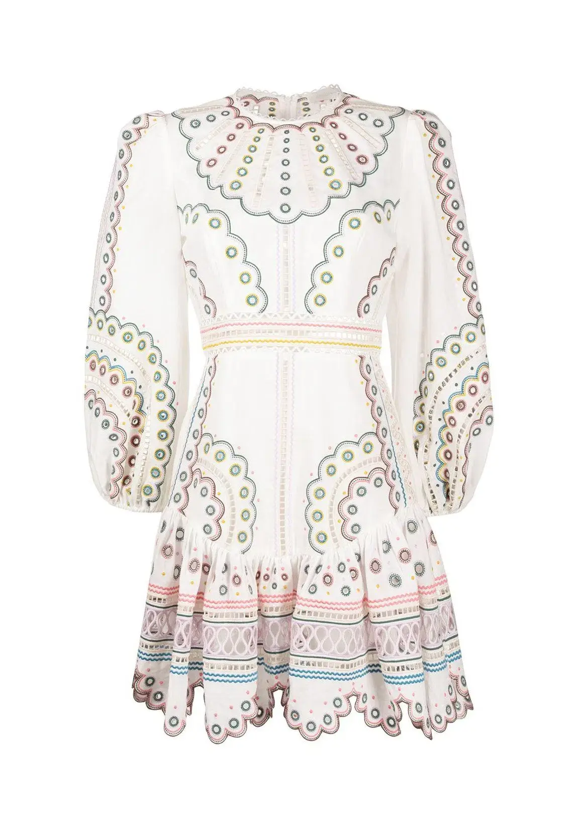 Zimmermann Peggy Embroidered Dress White Emroidered Size 12  - Image 3