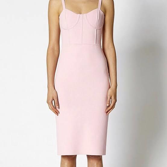 Scanlan Theodore Crepe Knit Bustier Dress Pink Size 8 for rent on The Volte - main image