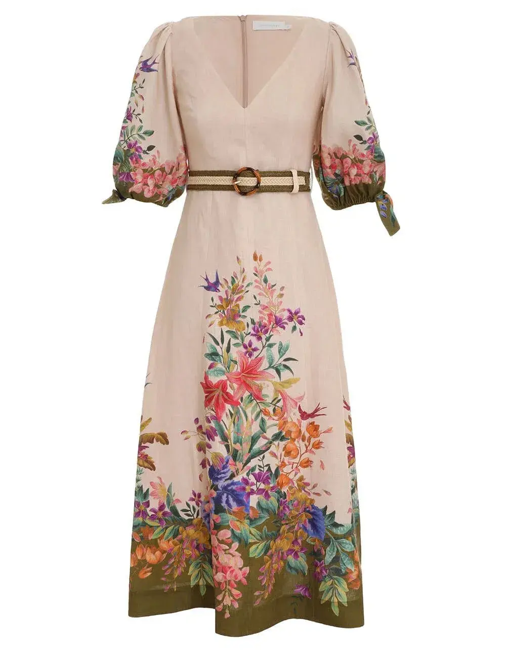 Zimmermann Tropicana Tie Sleeve Midi Dress Size 12 - Image 3