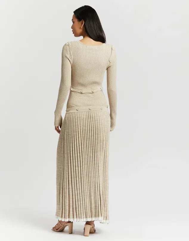 Christopher Esber Deconstruct Long Sleeve Knit Dress Cream Size 6 - Image 3