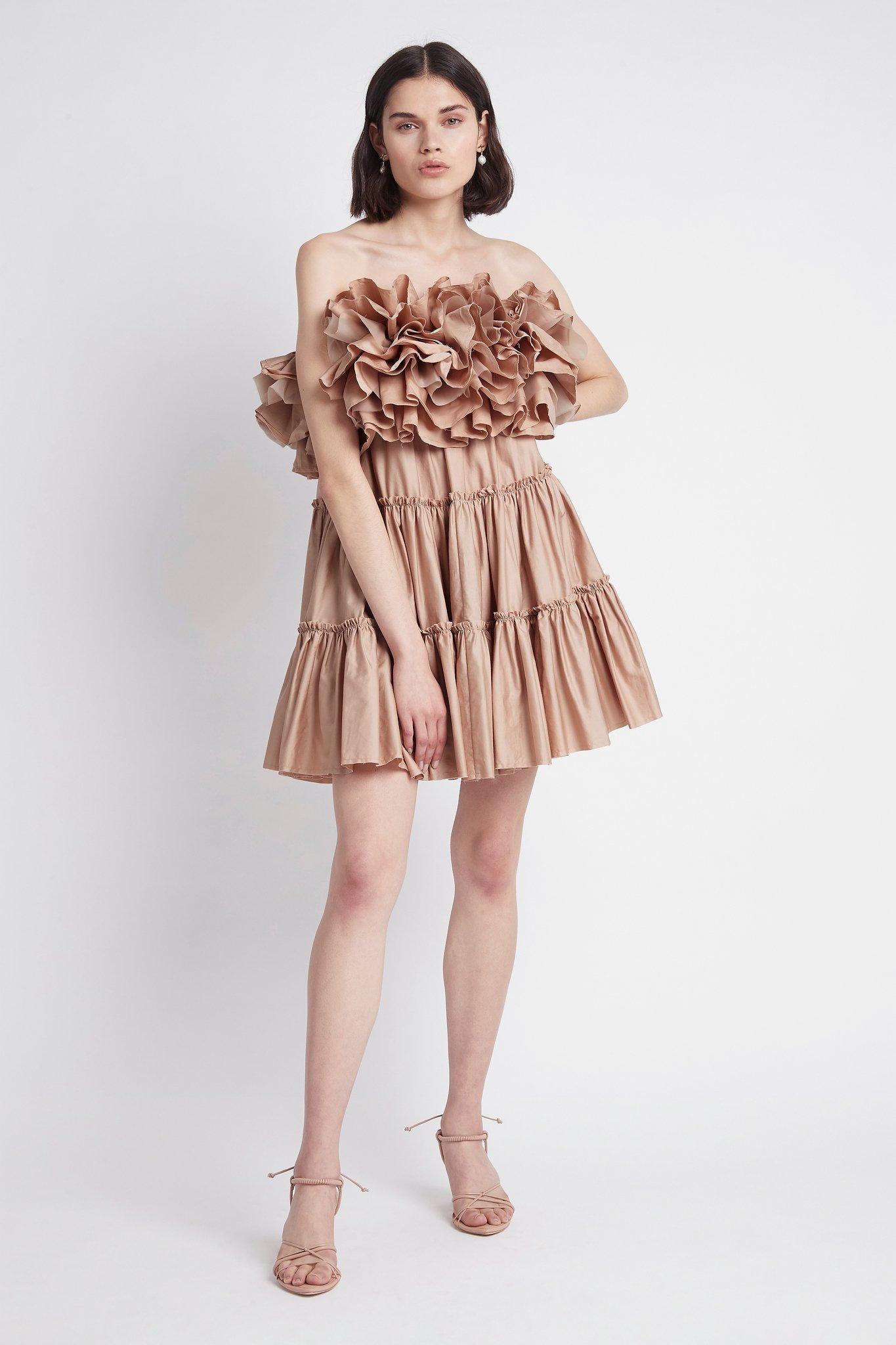 Aje Allure Tiered Mini Dress Brown Size 6 - Image 1