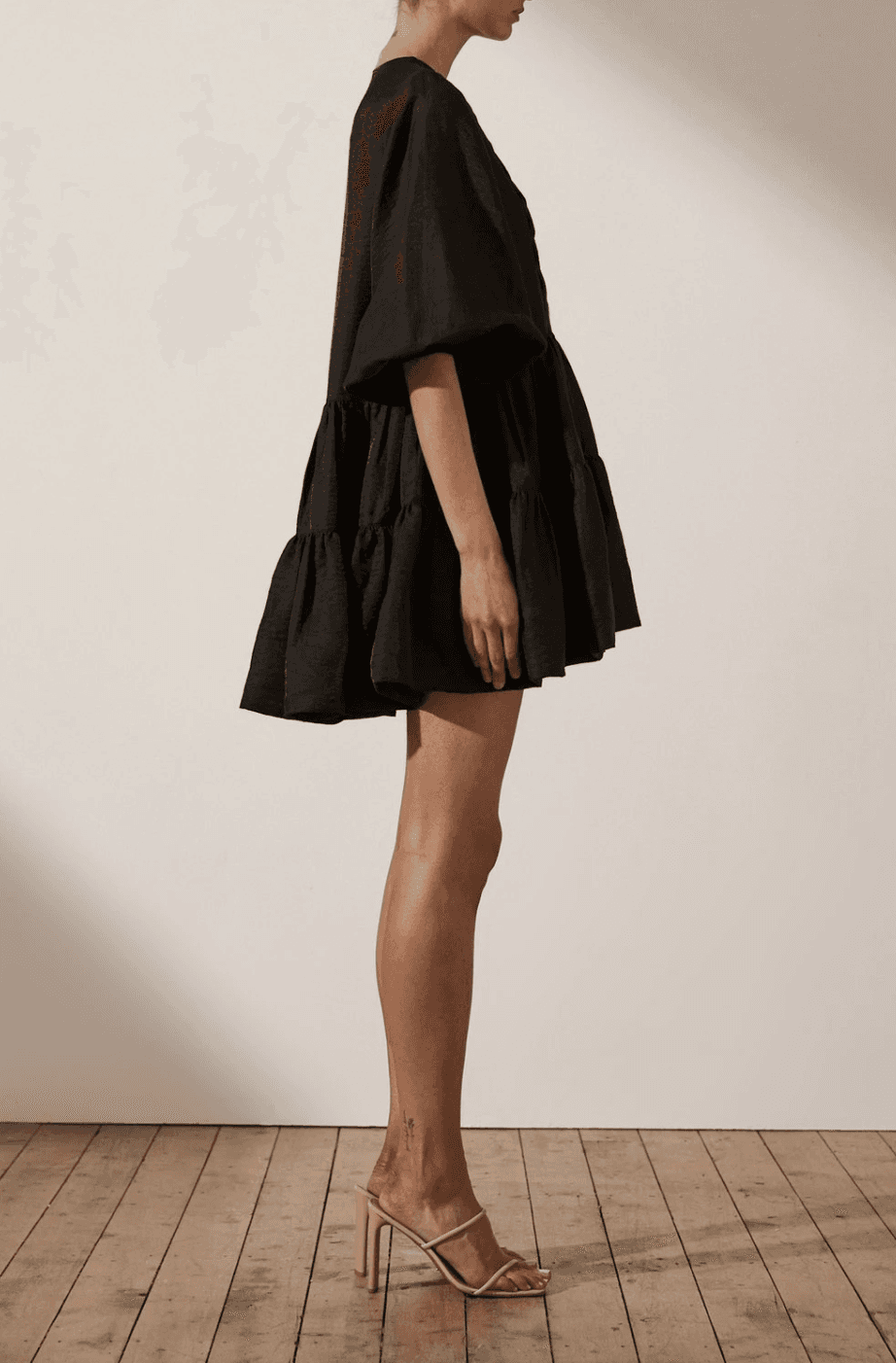 SHONA JOY Margaux Tuxedo Shirt Black Dress - Image 2