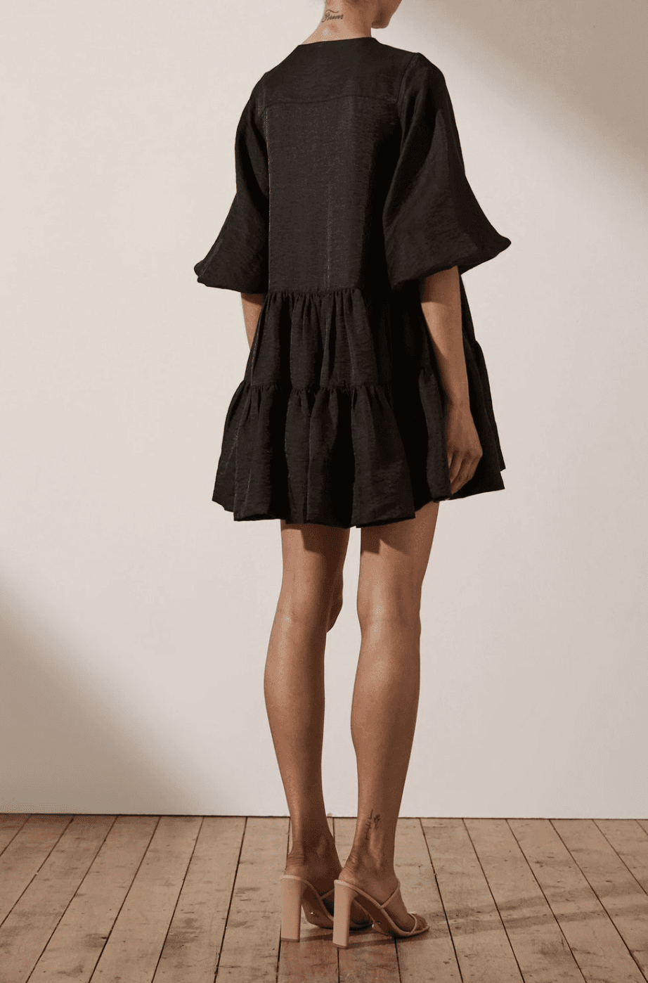 SHONA JOY Margaux Tuxedo Shirt Black Dress - Image 3