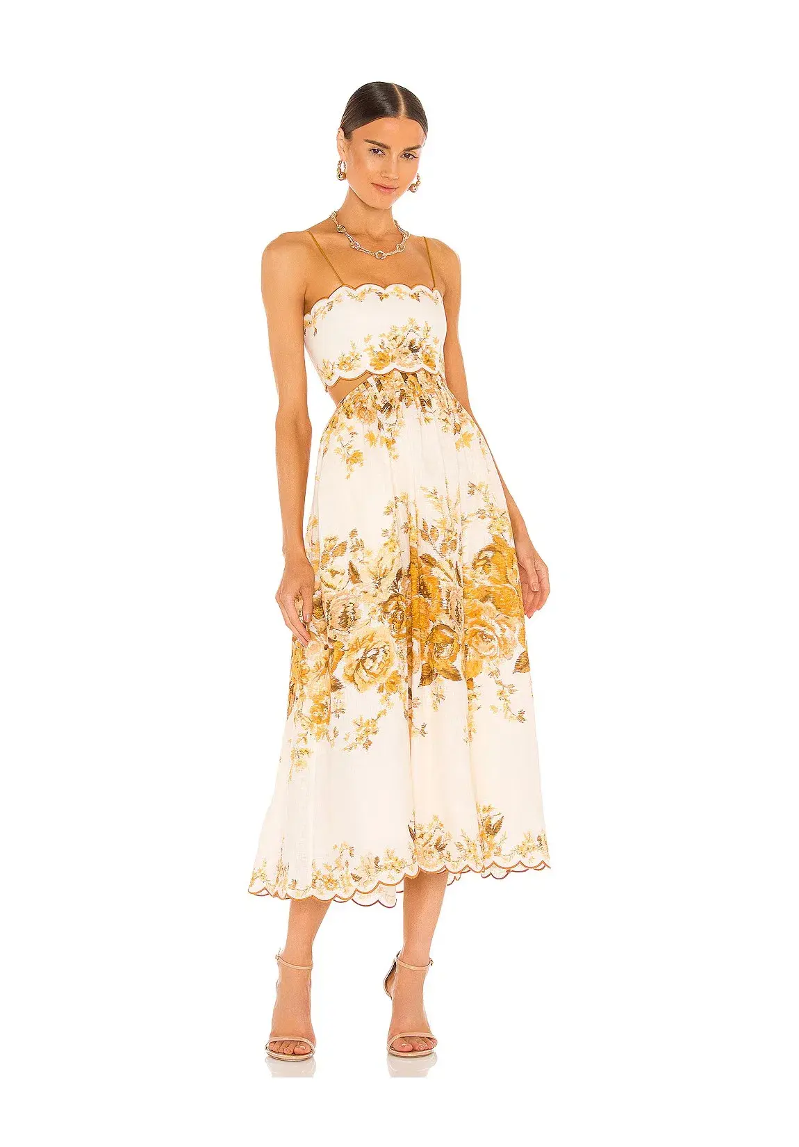 Zimmermann Aliane Scallop Midi Dress Floral Size 2 / Au 12 - Image 1