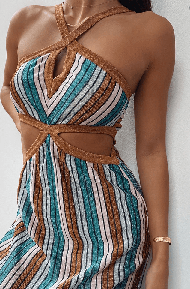 Suboo Lolita Knit Keyhole Cut Out Dress Print Size 8 for rent on The Volte - main image