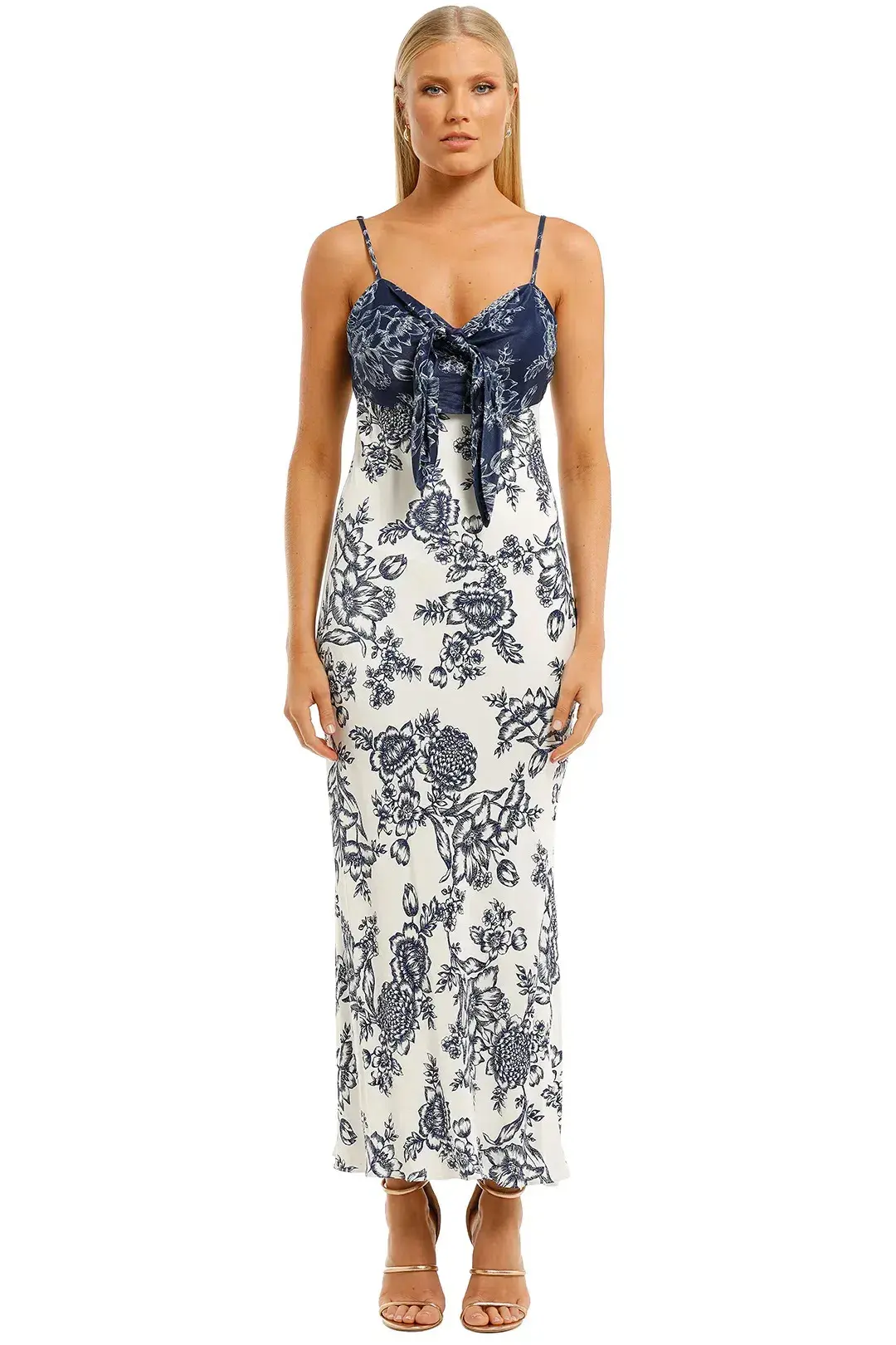 Shona Joy Arcadia Tie Front Bias Slip Dress Print Size 8 - Image 1