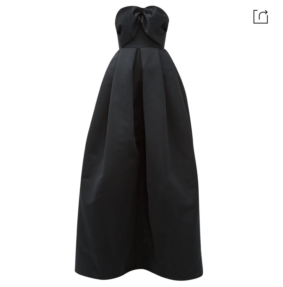 Rochas Bow Bodice Puffed Satin Gown Black Size 6 - Image 5
