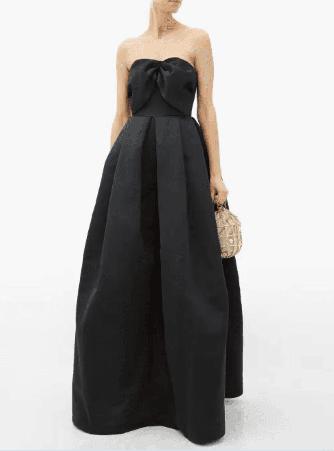 Rochas Bow Bodice Puffed Satin Gown Black Size 6 - Image 1