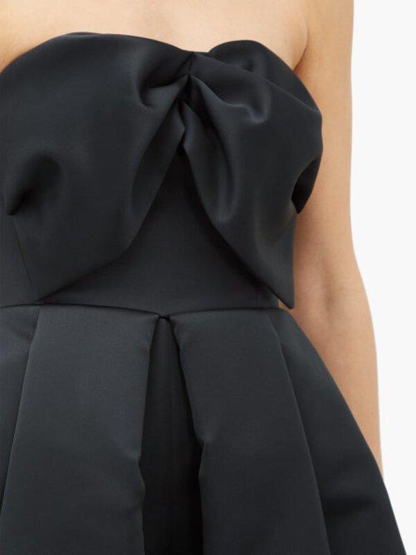 Rochas Bow Bodice Puffed Satin Gown Black Size 6 - Image 3