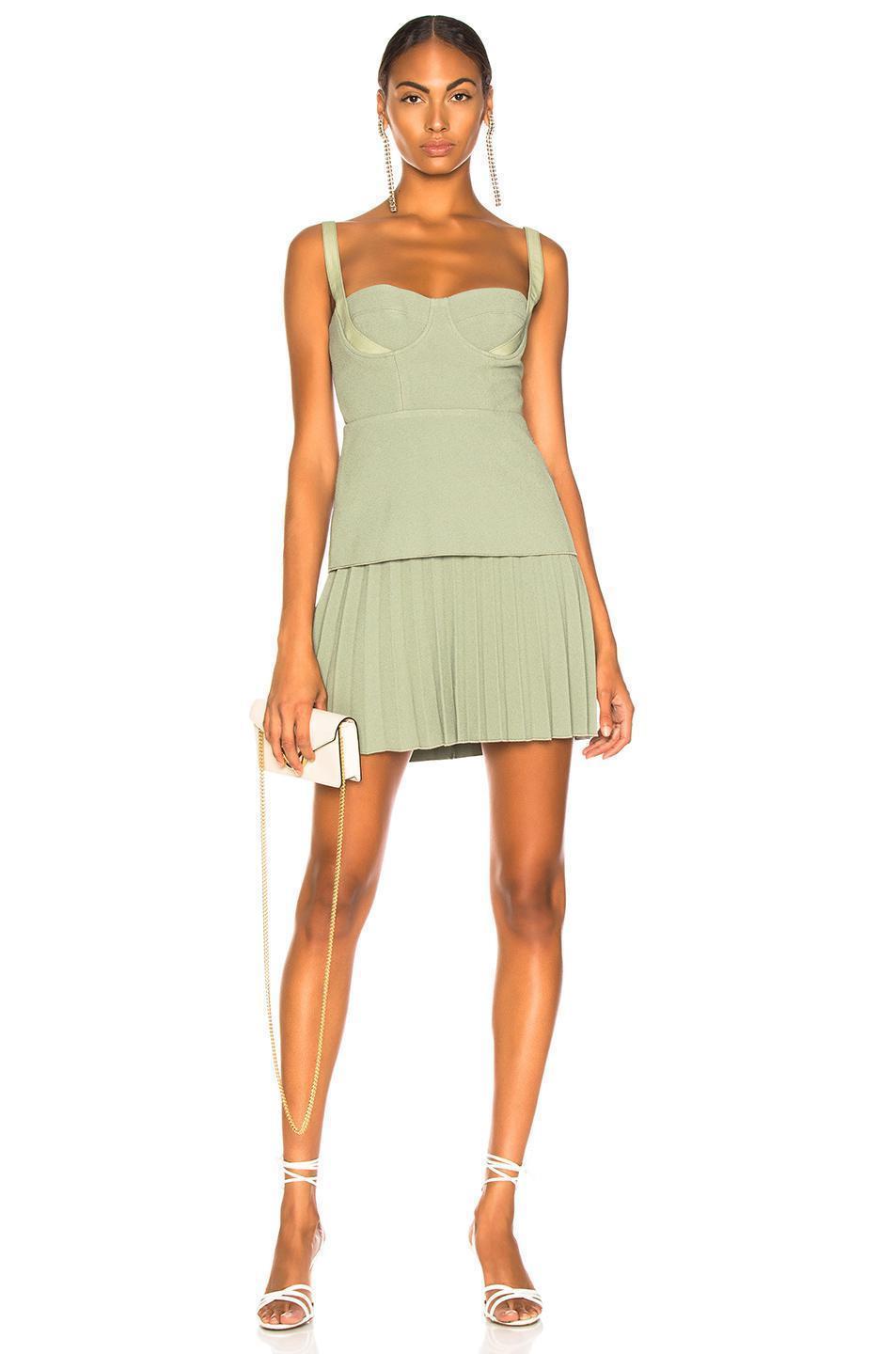 Dion Lee Bustier Pleated Mini Dress Green Size 6 for rent on The Volte - main image