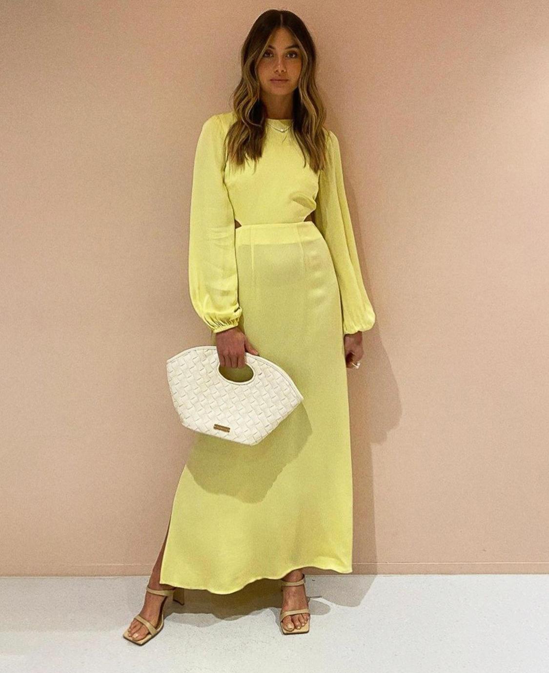 The Wolf Gang Marrakesh Cut Out Maxi Dress Lemon - Size 8 - Image 1