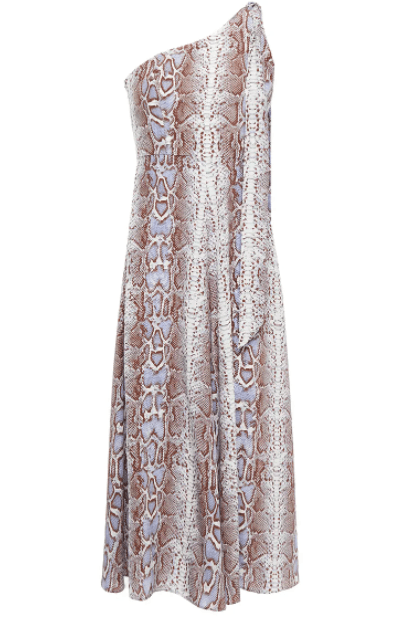 Zimmermann One Shoulder Snake Print Silk Crepe De Chine Midi Dress Print Size 6 - Image 3