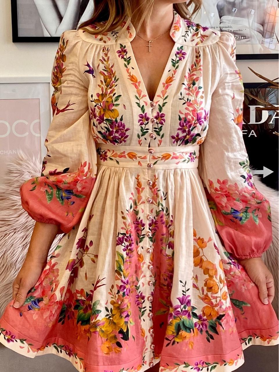 Zimmermann Tropicana Plunge Mini Dress Print Size 1/8 - Image 4