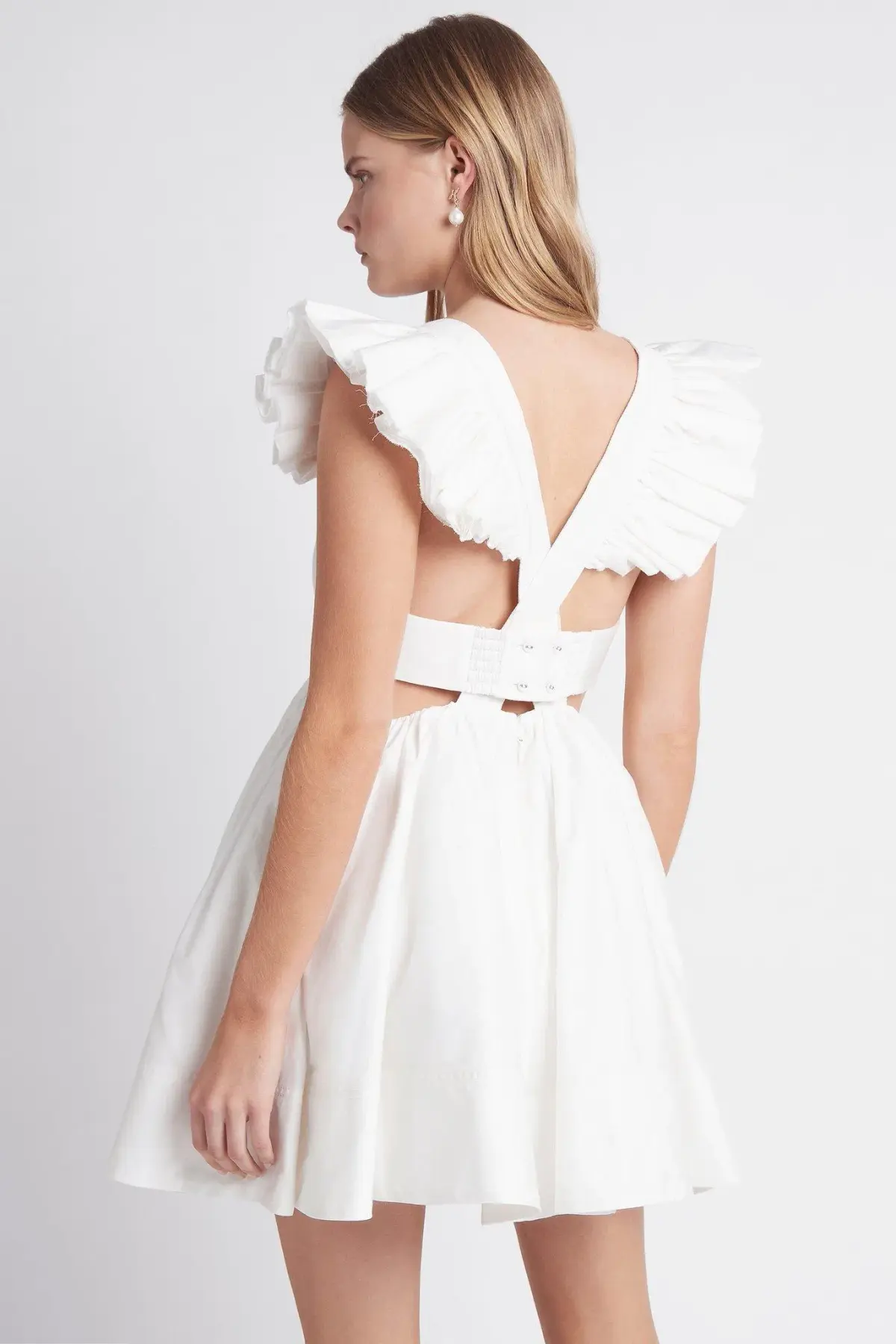 Aje Midsummer Mini Dress Ivory Size 4 - Image 3