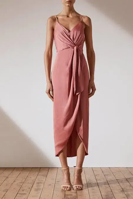 Shona Joy Luxe Tie Front Cocktail Dress Pink - Size 12 - Image 3