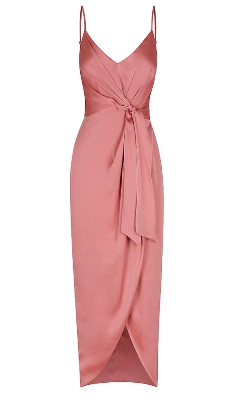 Shona Joy Luxe Tie Front Cocktail Dress Pink - Size 12 - Image 2