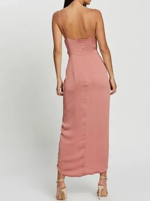Shona Joy Luxe Tie Front Cocktail Dress Pink - Size 12 - Image 4