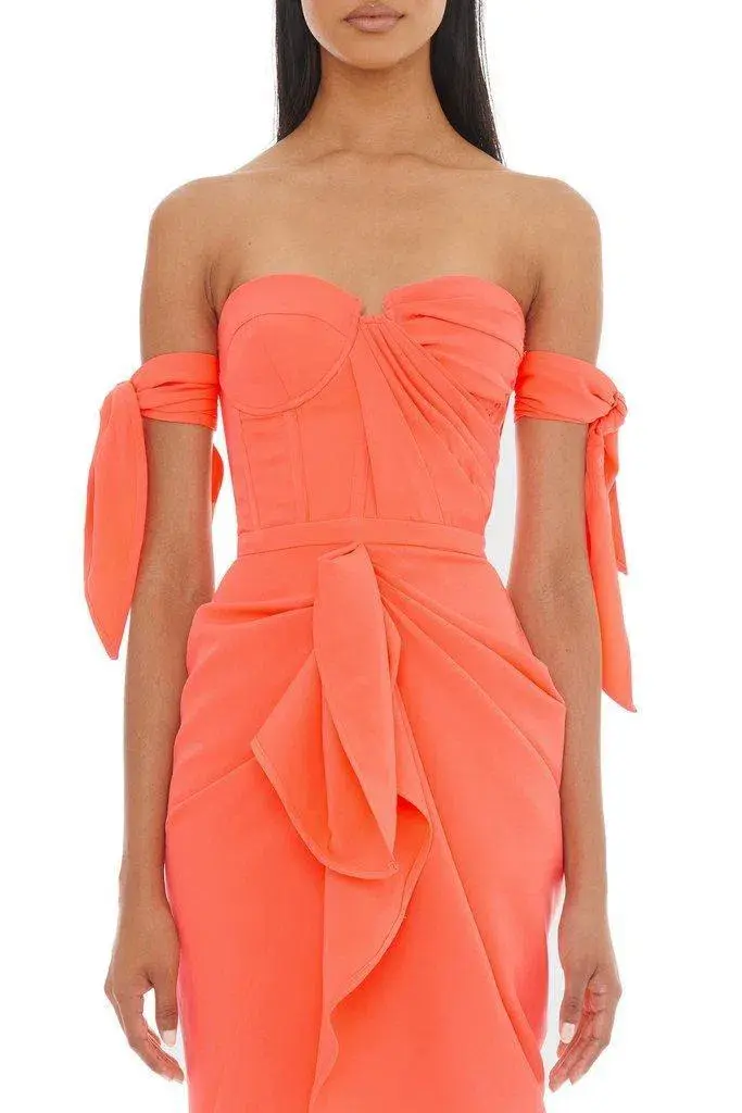 Eliya The Label Yolanda Midi Dress Orange Size 8 for rent on The Volte - main image