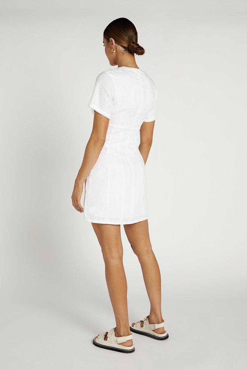 Dissh Nova Linen Mini Dress White Size 6 / XS for rent on The Volte - main image