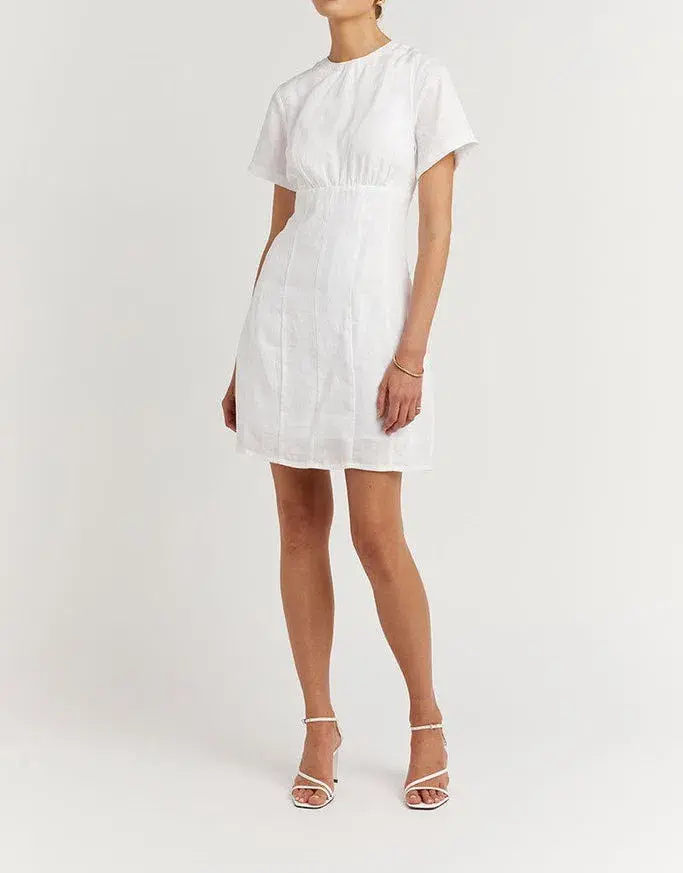 Dissh Nova Linen Mini Dress White Size 6 / XS for rent on The Volte - main image
