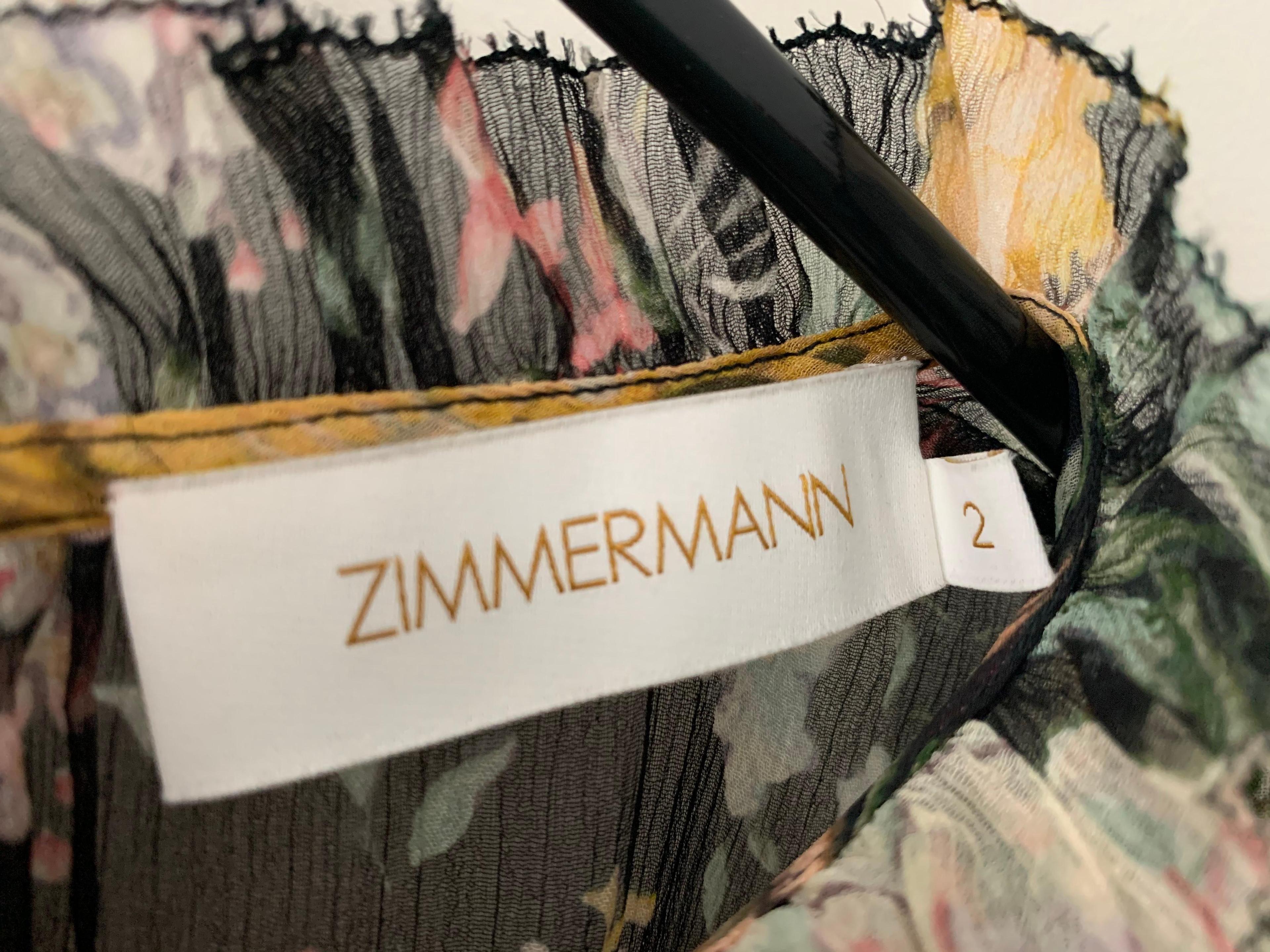 Zimmerman Ladybeetle Draped Sleeve Top Midnight Floral Size 2/AU 12 - Image 4