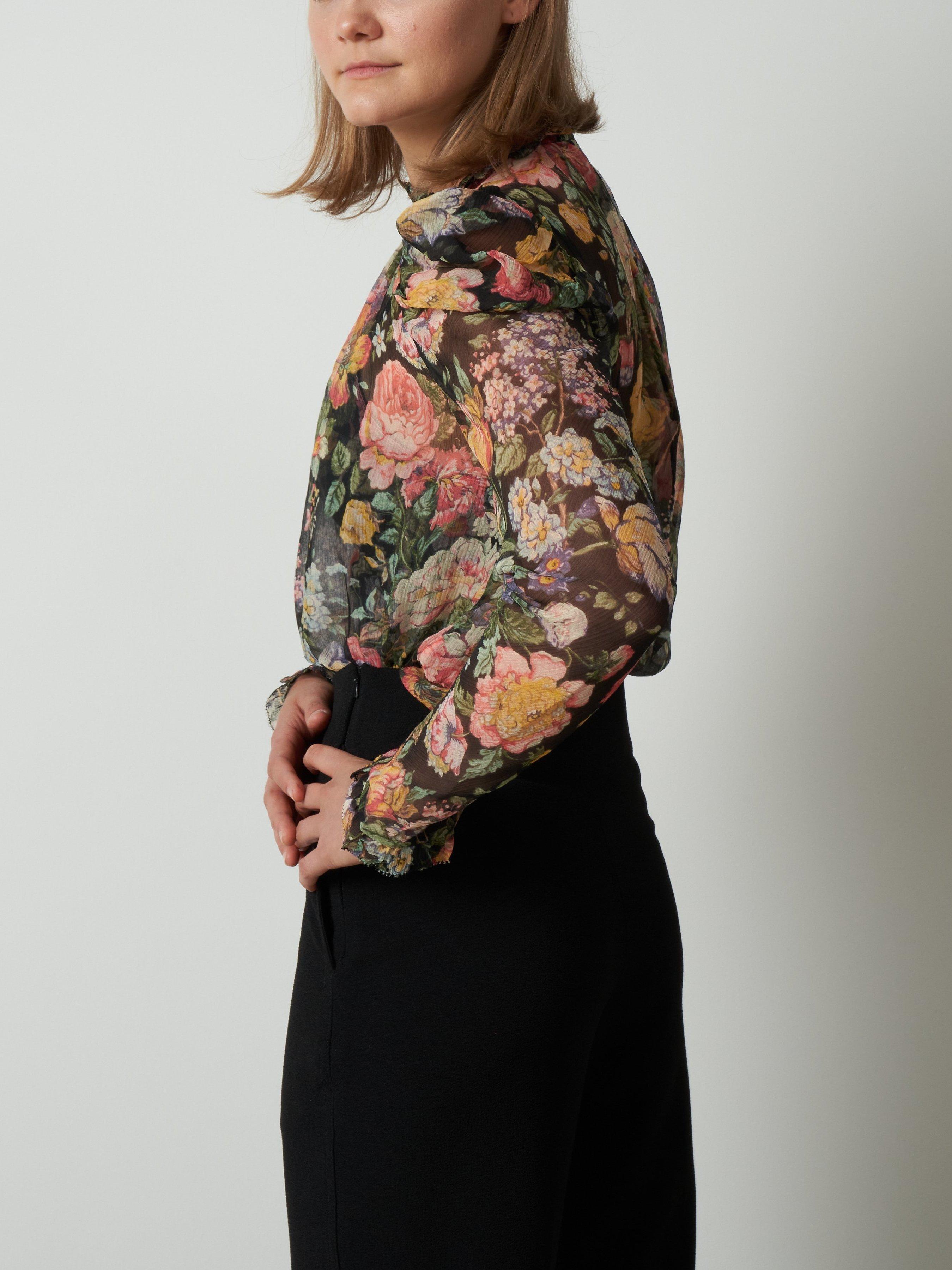 Zimmerman Ladybeetle Draped Sleeve Top Midnight Floral Size 2/AU 12 - Image 2