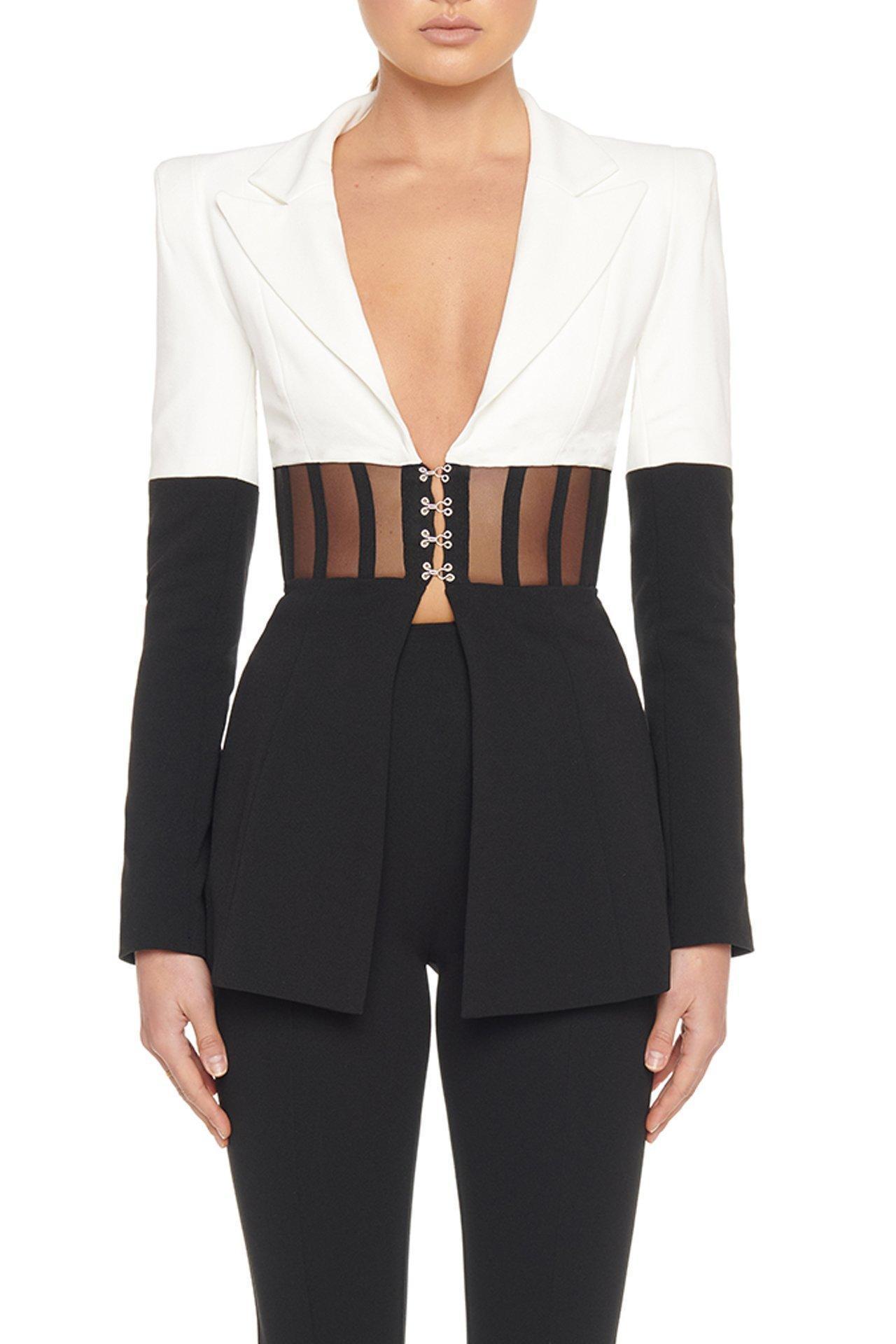 Eliya The Label Kira Blazer Black White Size 12 - Image 4