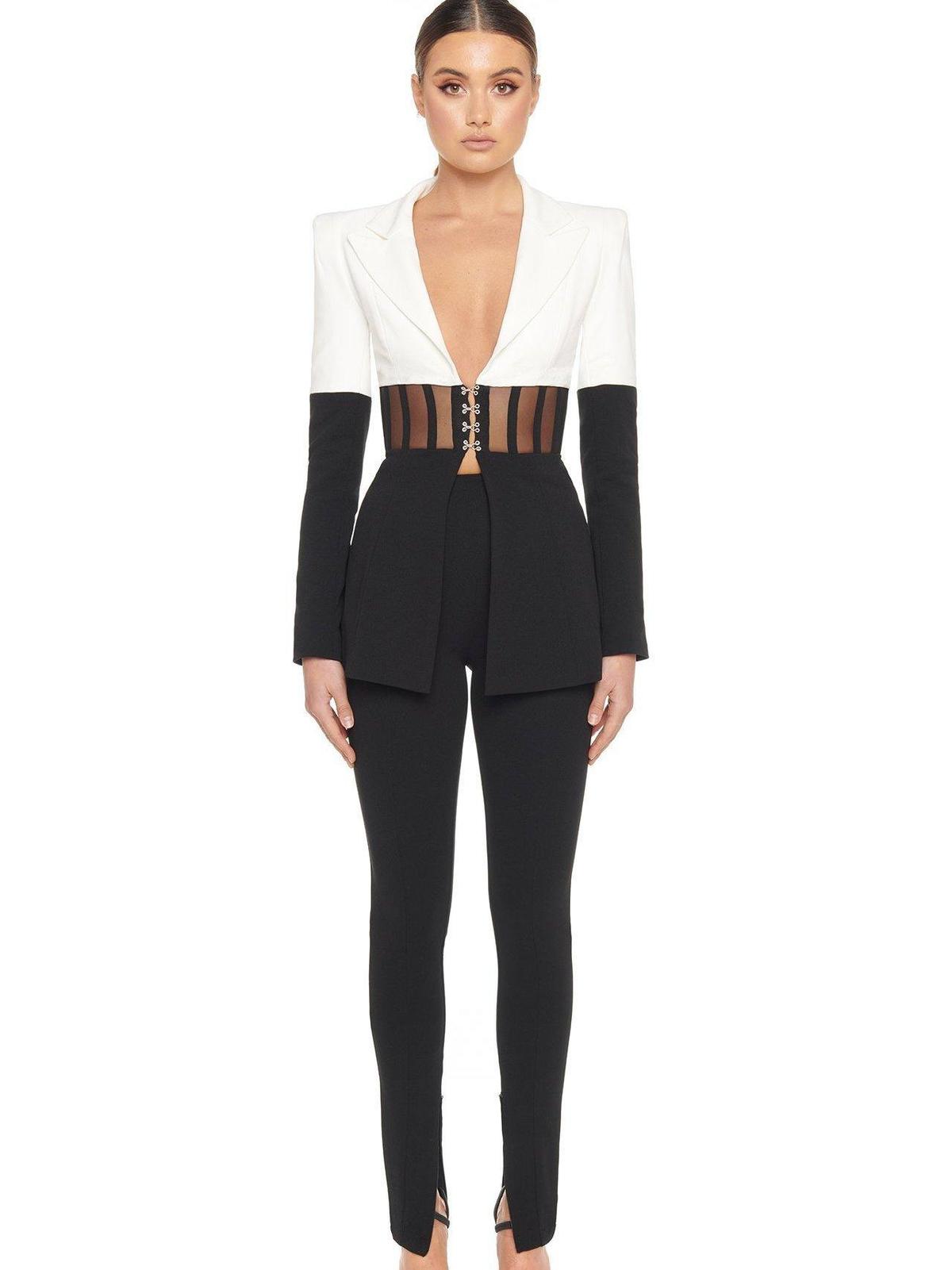 Eliya The Label Kira Blazer Black White Size 12 - Image 1