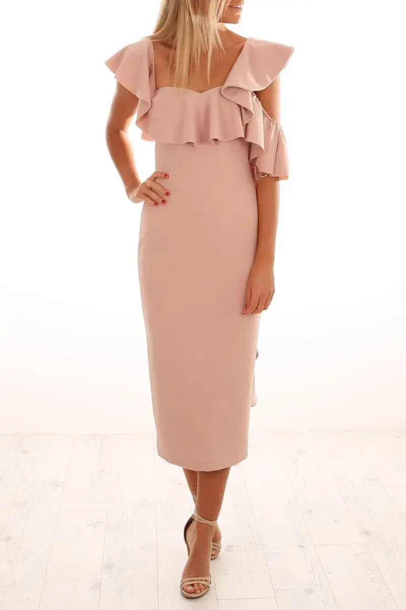 Pasduchas Romy Midi Dress Jasper Blush Size 8 - Image 1