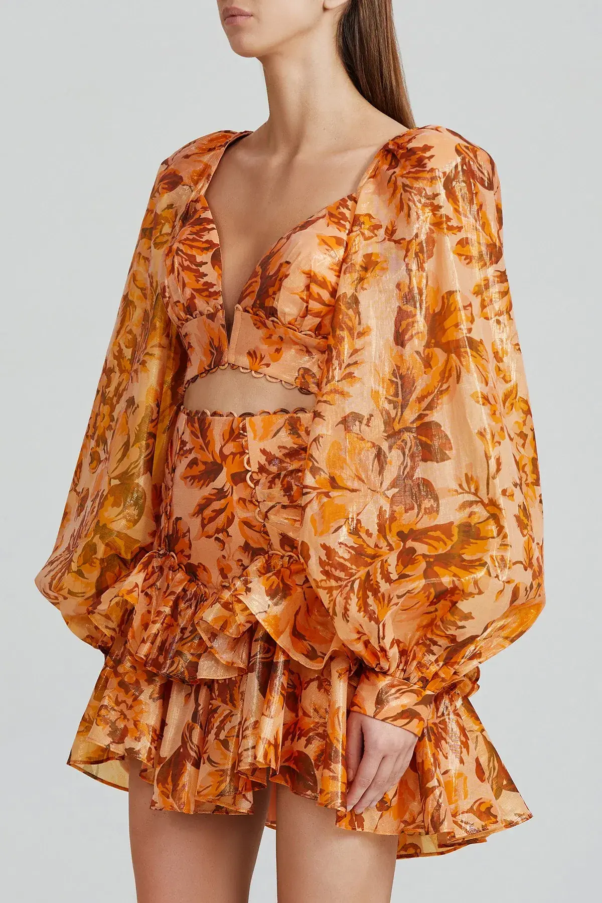 Acler Chance Cropped Top and Mini Skirt Set Print Size 8  - Image 2