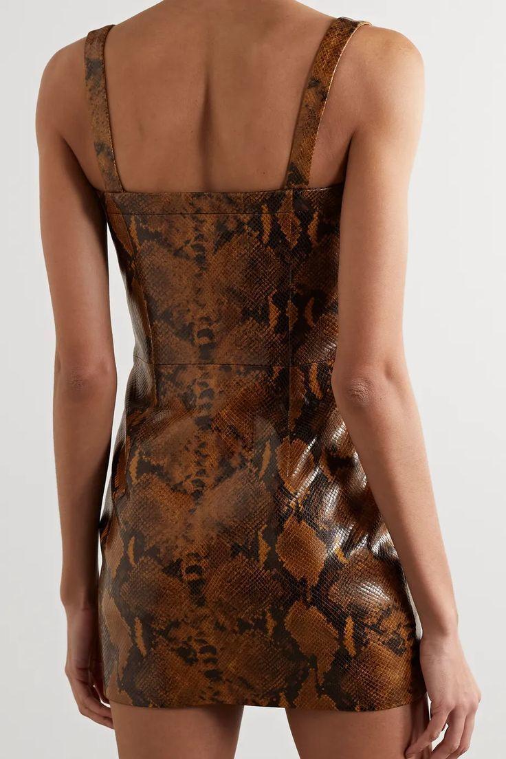 Gauge81 Kaoma Snake Effect Faux Leather Mini Dress Print Size 8 - Image 3