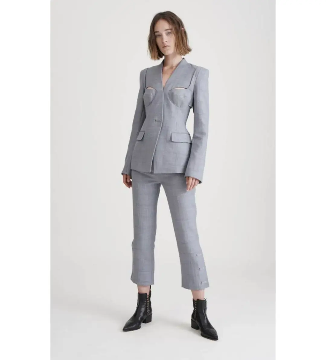 Dion Lee Lingerie Blazer Dress Grey Size 6  for rent on The Volte - main image