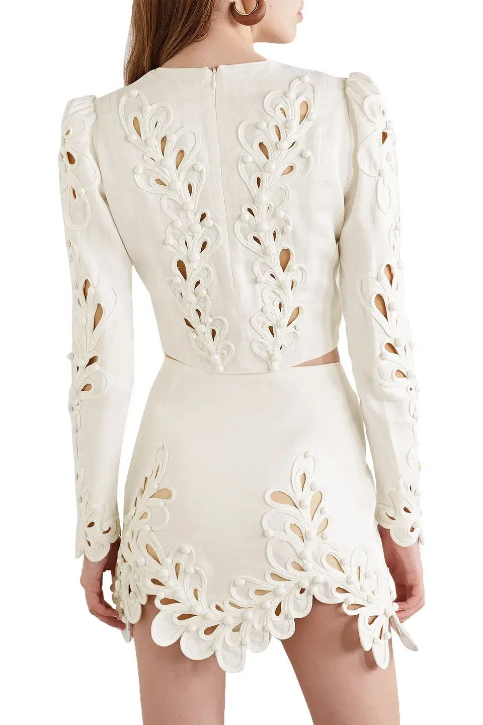 Zimmermann Brightside Rouleaux Bodice Size 8 and Mini Skirt Size 6 Set Ivory - Image 3