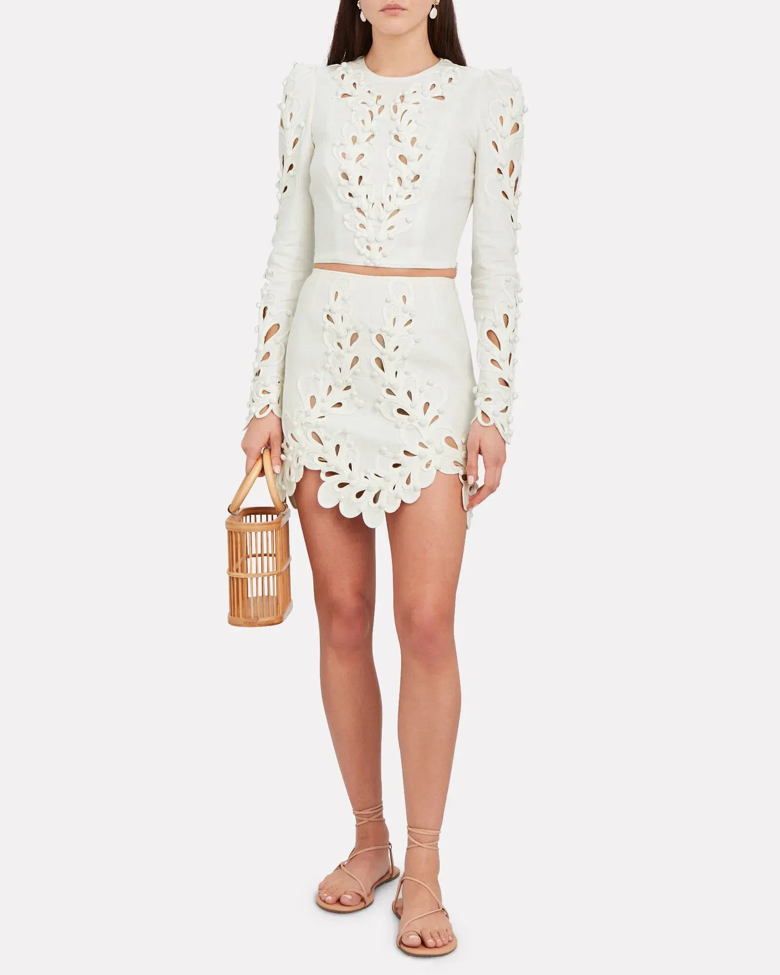 Zimmermann Brightside Rouleaux Bodice Size 8 and Mini Skirt Size 6 Set Ivory - Image 1