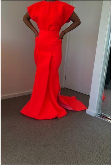 Maticevski fascinate longline skirt and authentic T shirt set fluro orange size 8  - Image 1
