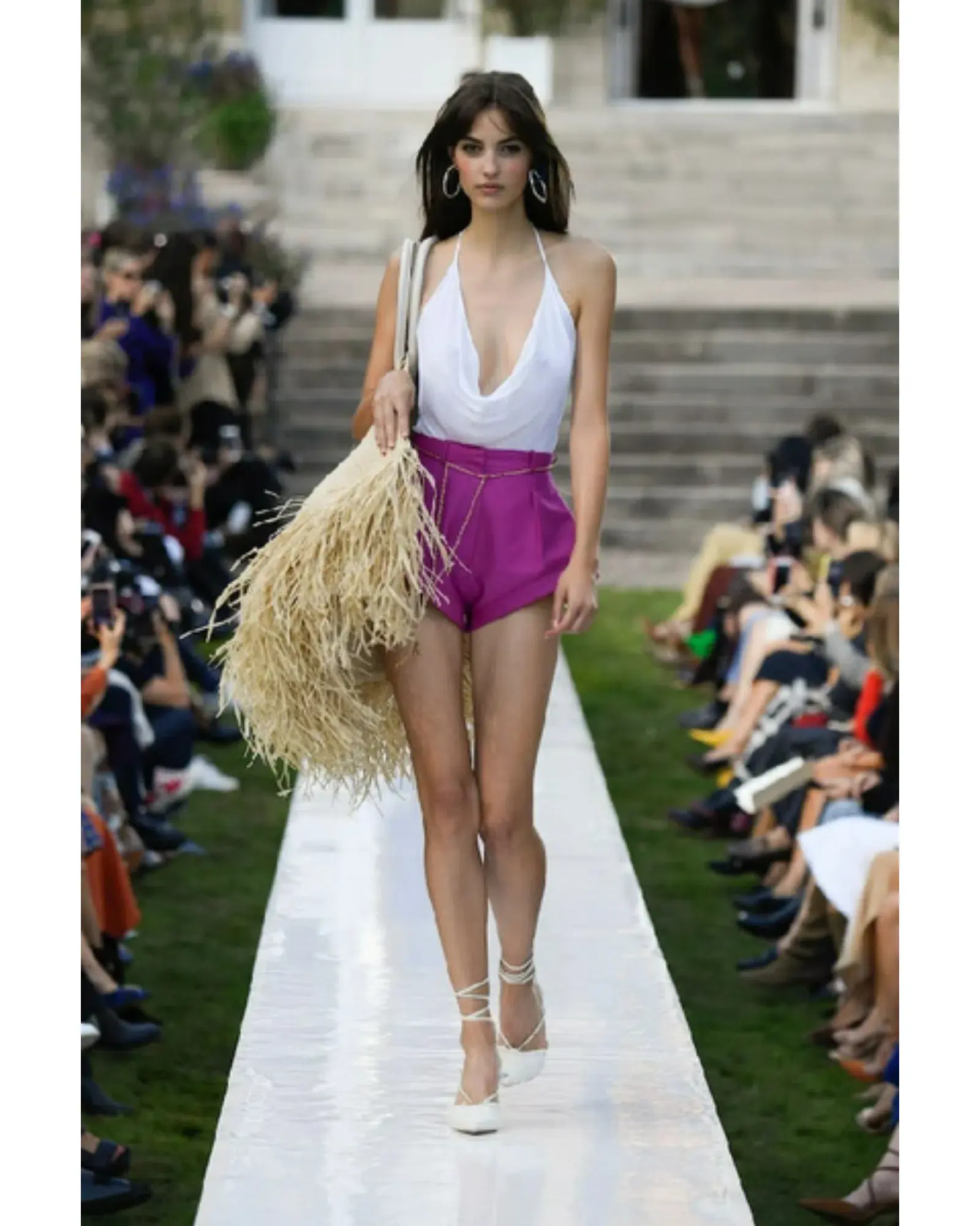 Jacquemus High Waist Wool Gabardine Shorts Pink Size AU 8  - Image 3