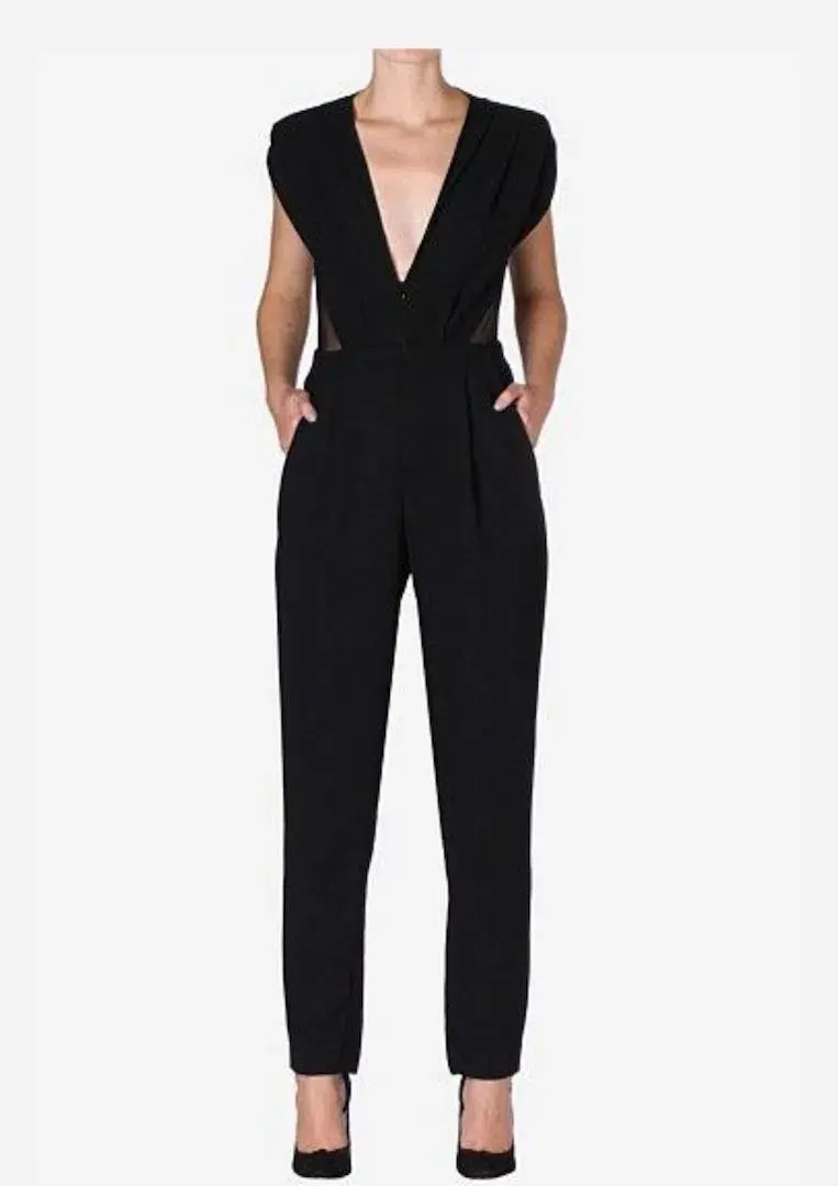 Carla Zampatti Cavier Crepe Jumpsuit Black Size 14  - Image 1