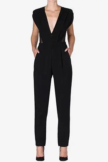 Carla Zampatti Cavier Crepe Jumpsuit Black Size 14  for rent on The Volte - main image