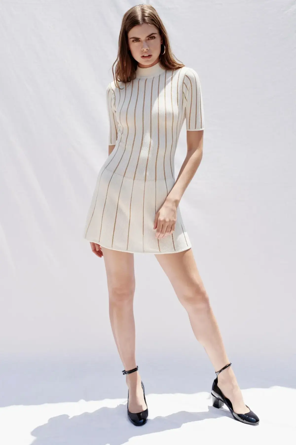 MISHA Marianne Mini Dress Gold Stripe Size 4 - Image 1