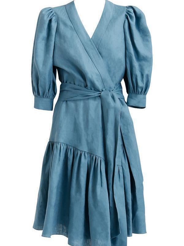 Ginger & Smart Wrap dress Blue size 8 for rent on The Volte - main image