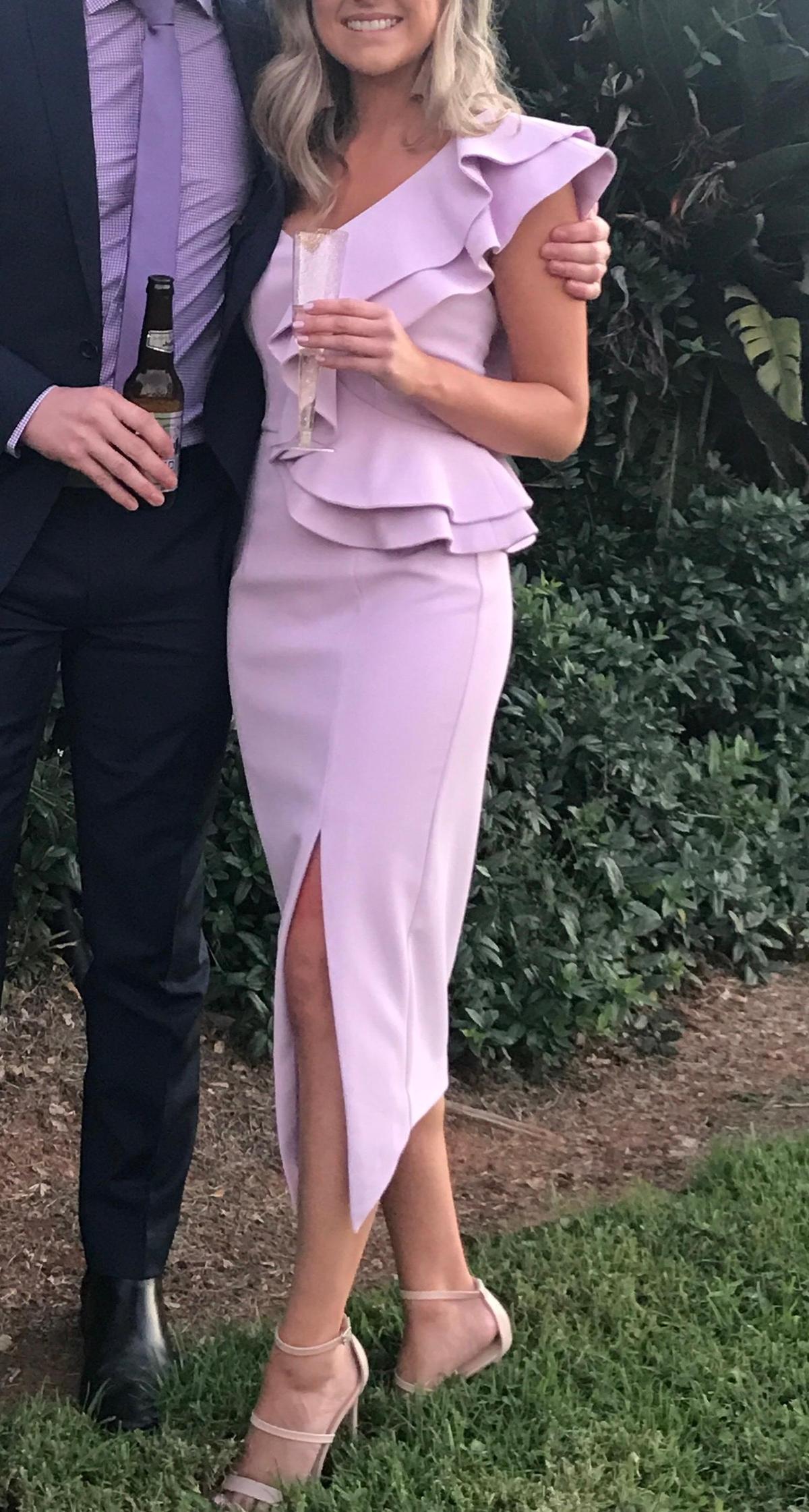 SHEIKE dress Asymmetrical Ruffle dress lilac Size 6 - Image 2