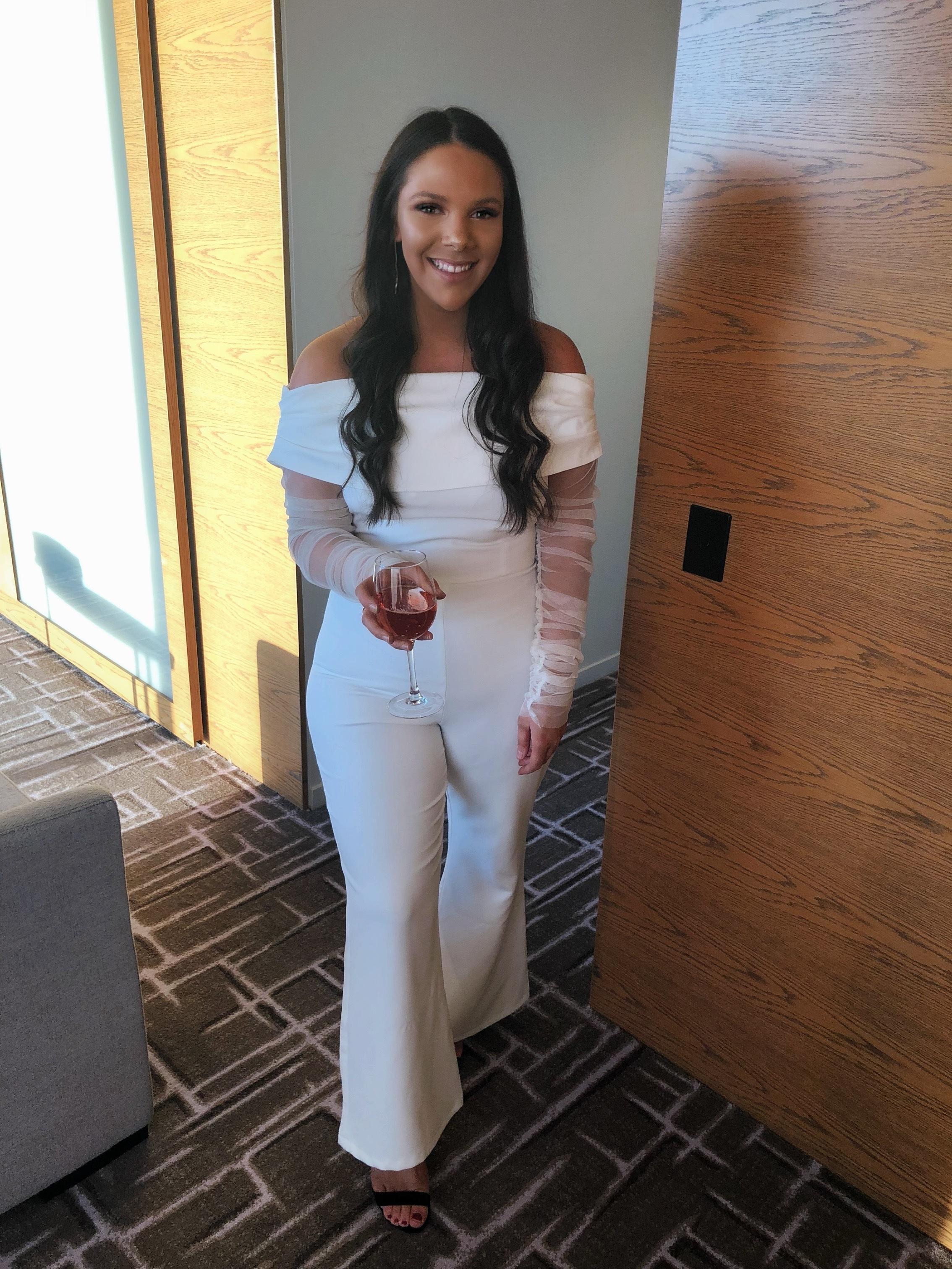 Peace + Love White Bardot Flare Leg Jumpsuit Size 14 - Image 3