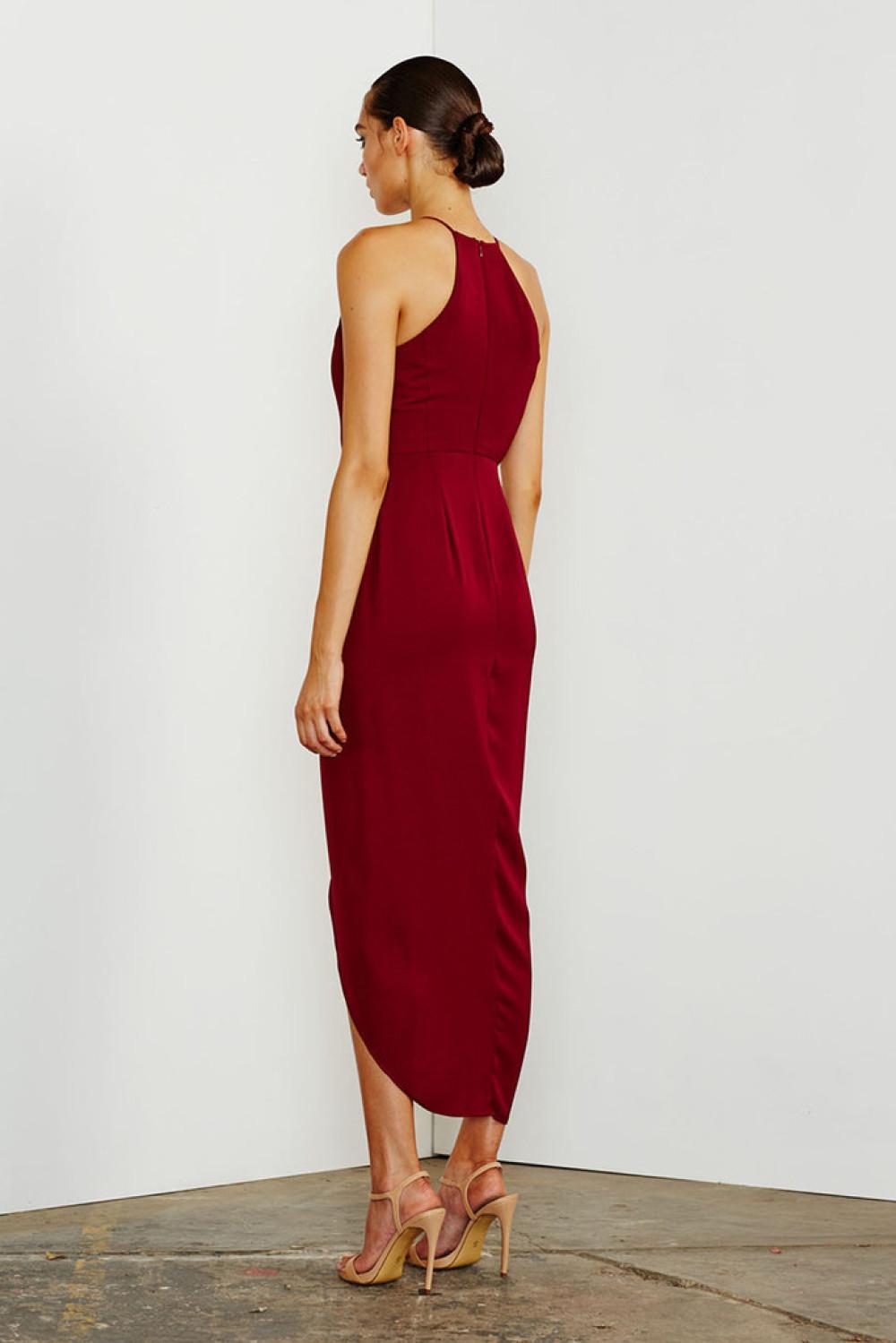 Shona Joy - Core high Neck Ruched Dress - Burgundy  - Image 2
