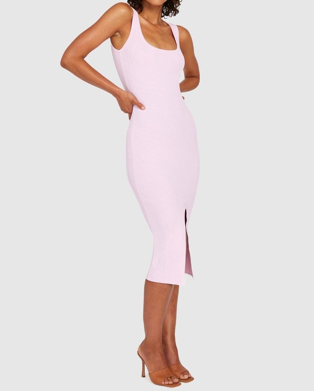 BY JOHNNY. - Alice Split Knit Dress - Light Pink for rent on The Volte - main image
